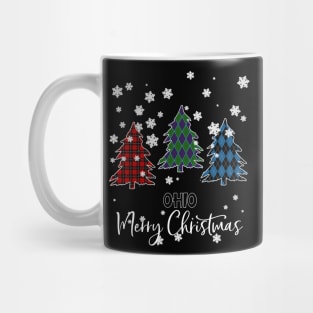 Ohio Merry Christms Buffalo Plaid Xmas Tree  Mug